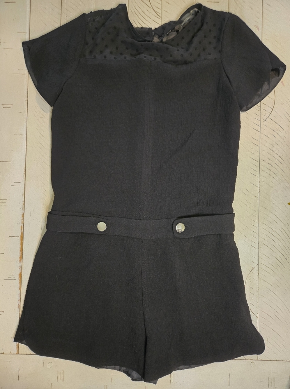 ZARA Basic Black Mini Dress w/ Sheer Polka Dot Mesh Top XS